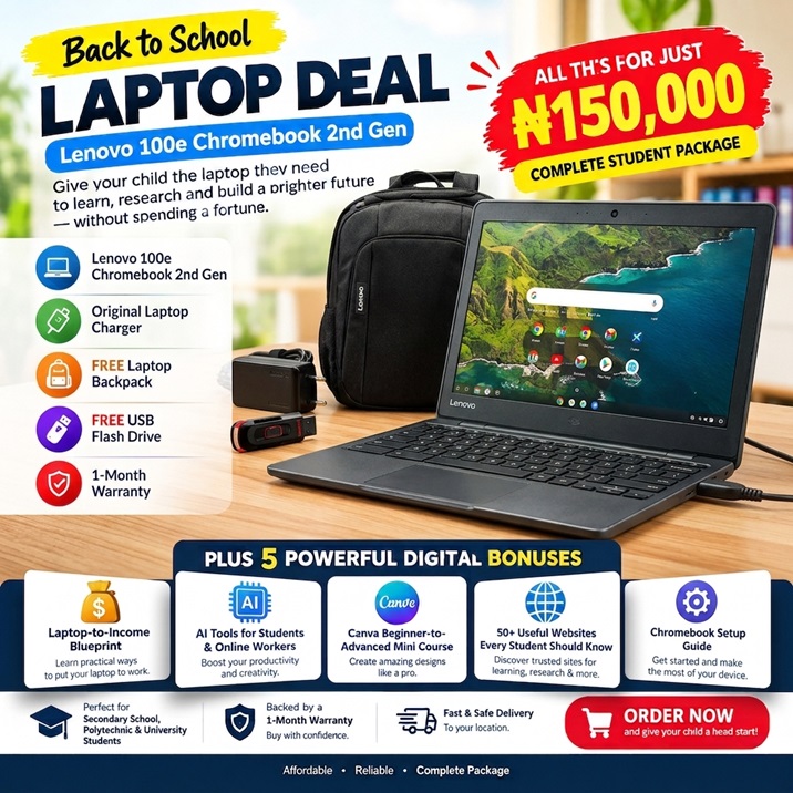 Lenovo 100e Chromebook Back To School Package Flyer